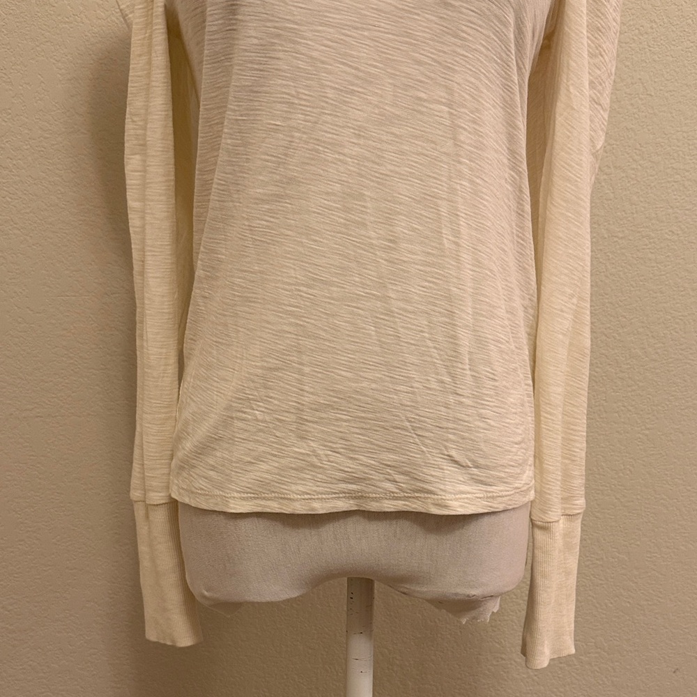 Nation Zahara Feme Mock Neck Cream‎ Long Sleeve Top with Ruffled Neck Size Small - Picture 3 of 11